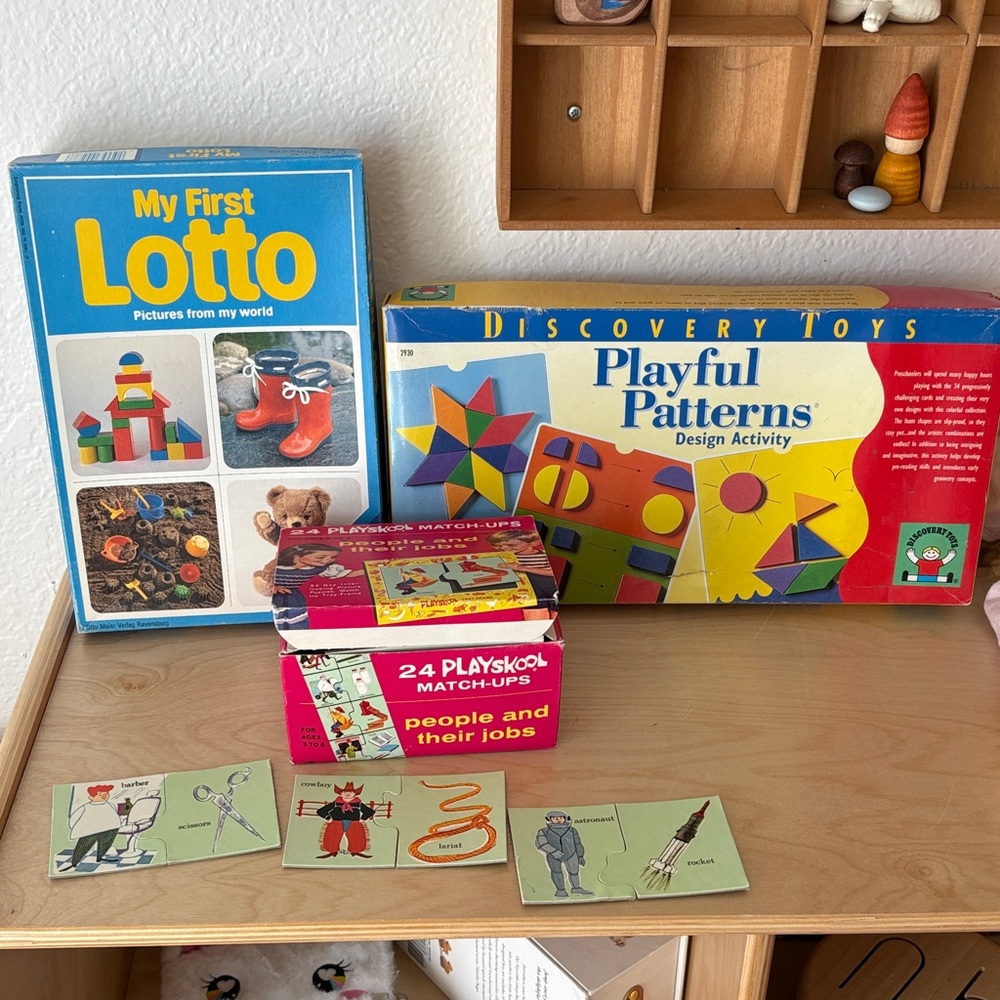Vintage Learning Games | Playsckool Match-ups, Playful Patterns + First Lotto